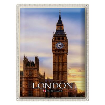 Targa in metallo Città Londra Elizabeth Tower Big Ben 30x40 cm