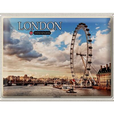 Targa in metallo Città Regno Unito Inghilterra London Eye 40x30 cm