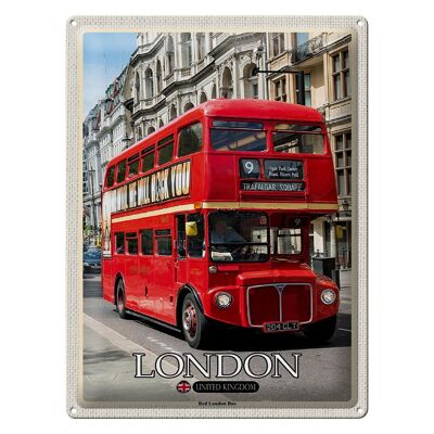 Targa in metallo Cities London UK Red London Bus 30x40 cm regalo