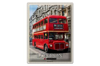 Signe en étain villes londres UK Bus rouge de Londres 30x40cm, cadeau 1