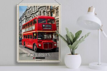 Signe en étain villes londres UK Bus rouge de Londres 30x40cm, cadeau 3