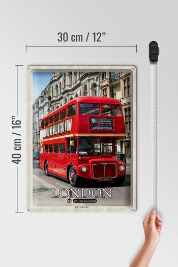 Signe en étain villes londres UK Bus rouge de Londres 30x40cm, cadeau 4