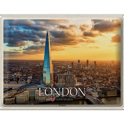 Metal sign cities The Shard London England UK 40x30cm