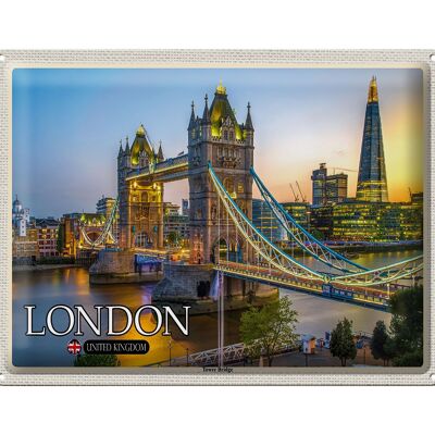 Targa in metallo Città Tower Bridge Londra Regno Unito Inghilterra 40x30 cm