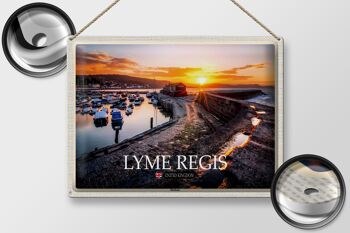 Panneau en étain villes Lyme Regis Harbour Enlgand UK 40x30cm 2
