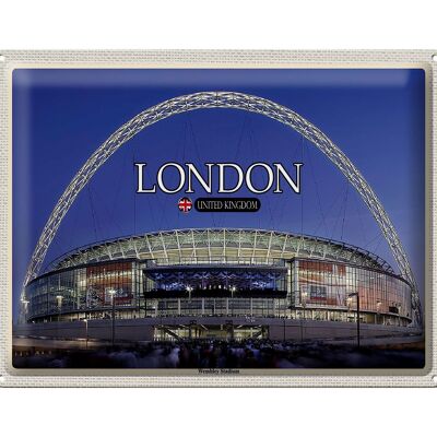 Cartel de chapa con ciudades, estadio de Wembley, Londres, Inglaterra, 40x30cm