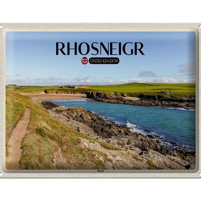 Panneau en étain villes Rhosneiger Beach angleterre royaume-uni 40x30cm
