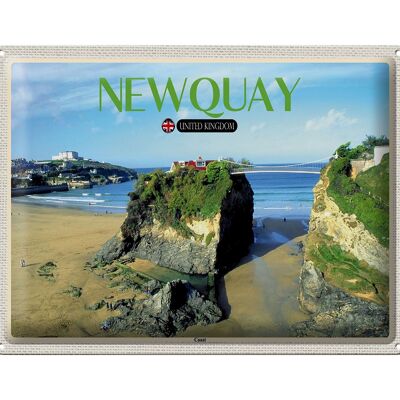 Cartel de chapa ciudades Costa de Newquay Reino Unido 40x30cm