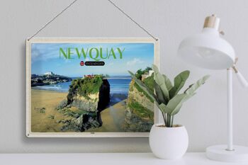 Plaque en étain villes Newquay Coast Royaume-Uni 40x30cm 3