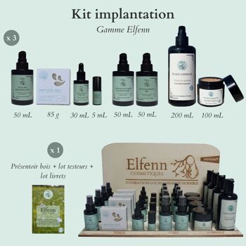 Kit d'implantation : gamme soins visage, gamme soins corps et cheveux, gamme gommage 1