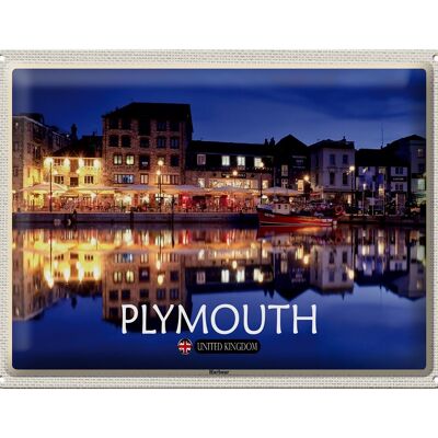 Cartel de chapa Ciudades Puerto de Plymouth Inglaterra Reino Unido 40x30cm