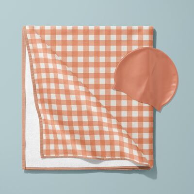 Pink gingham beach towel