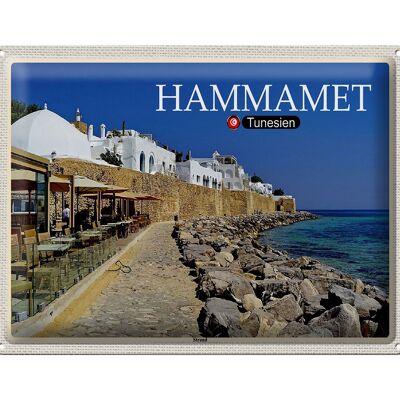 Blechschild Reise Hammamet Tunesien Meer Strand 40x30cm