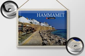 Plaque en étain voyage Hammamet Tunisie mer plage 40x30cm 2