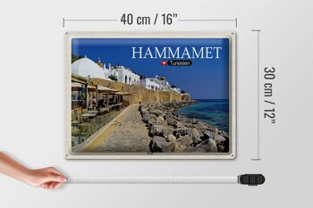 Plaque en étain voyage Hammamet Tunisie mer plage 40x30cm 4