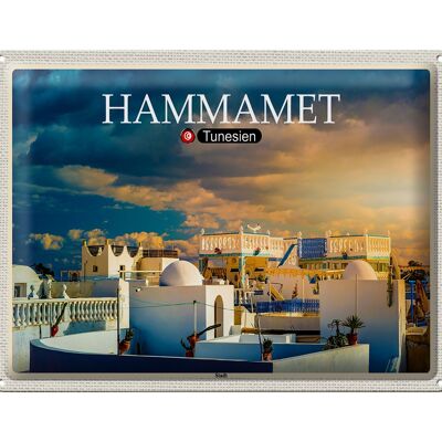 Cartel de chapa de viaje Hammamet Túnez vacaciones sol 40x30cm