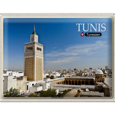 Targa in metallo Viaggio Tunisia Moschea Ez Zitouna 40x30 cm