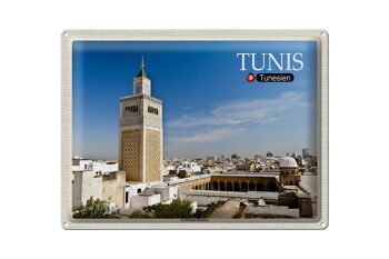 Plaque en étain voyage Tunisie mosquée Ez Zitouna 40x30cm 1