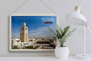Plaque en étain voyage Tunisie mosquée Ez Zitouna 40x30cm 3