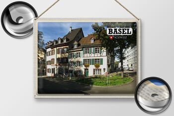 Plaque en tôle voyage Bâle Suisse Kleinbasel ville 40x30cm 2