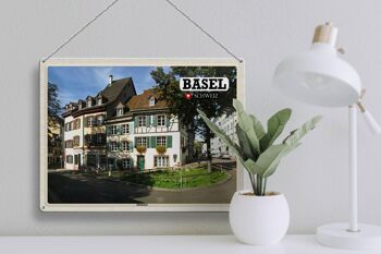 Plaque en tôle voyage Bâle Suisse Kleinbasel ville 40x30cm 3