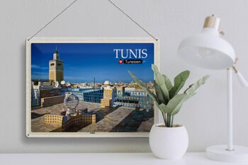 Panneau en étain voyage Tunis tunisie médina mosquée 40x30cm 3