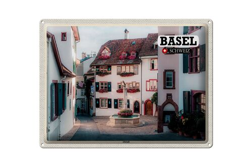 Blechschild Reise Basel Schweiz Altstadt 40x30cm Geschenk