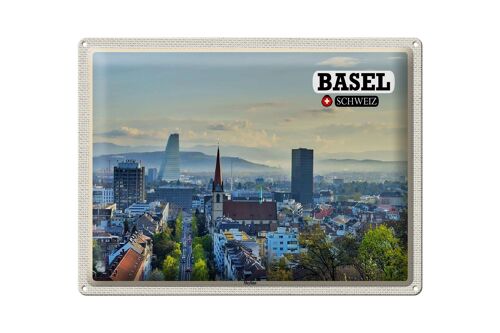 Blechschild Reise Basel Schweiz Skyline Architektur 40x30cm