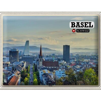 Blechschild Reise Basel Schweiz Skyline Architektur 40x30cm