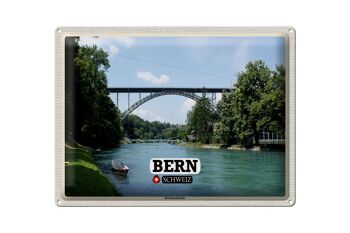 Plaque en tôle voyage Berne Suisse Pont Kornhausbrücke 40x30cm 1