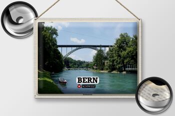 Plaque en tôle voyage Berne Suisse Pont Kornhausbrücke 40x30cm 2