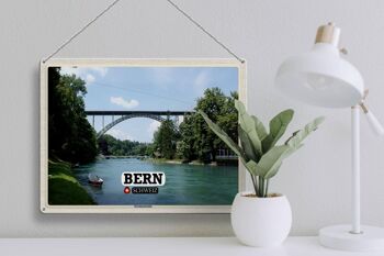 Plaque en tôle voyage Berne Suisse Pont Kornhausbrücke 40x30cm 3