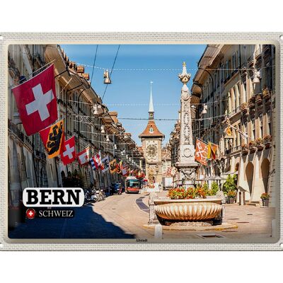 Blechschild Reise Bern Schweiz Altstadt Flaggen 40x30cm