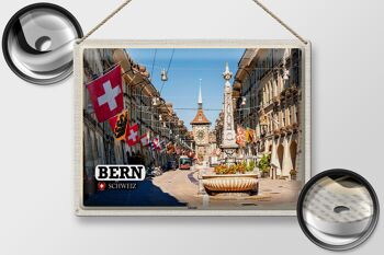 Signe en étain voyage berne suisse, drapeaux de la vieille ville 40x30cm 2