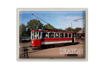 Panneau en étain villes Seaton Tramway royaume-uni angleterre 40x30cm 1