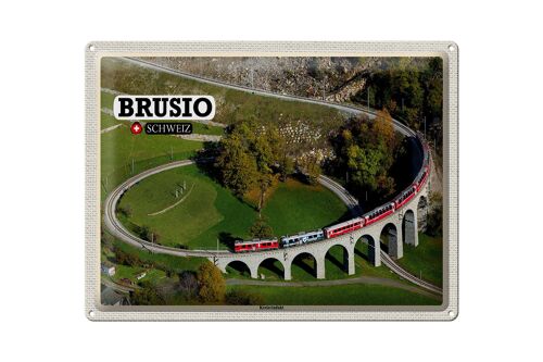 Blechschild Reise Brusio Schweiz Kreisviadukt Zug 40x30cm