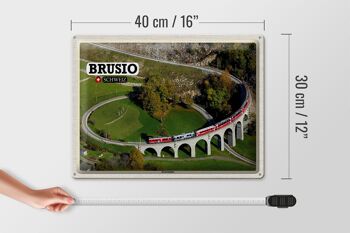 Plaque en tôle voyage Brusio Suisse train viaduc circulaire 40x30cm 4