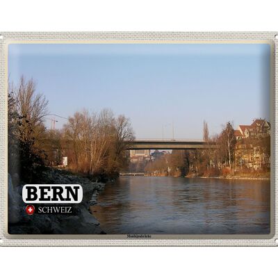 Cartel de chapa de viaje Berna Suiza Puente Monbijou río 40x30cm