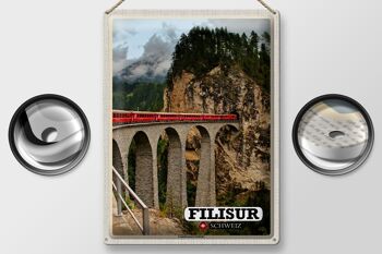 Plaque en tôle voyage Filisur Suisse Viaduc de Landwasser 30x40cm 2