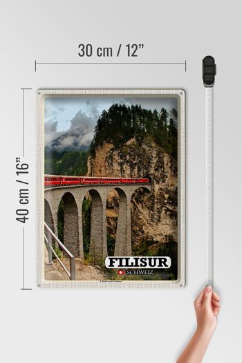 Plaque en tôle voyage Filisur Suisse Viaduc de Landwasser 30x40cm 4
