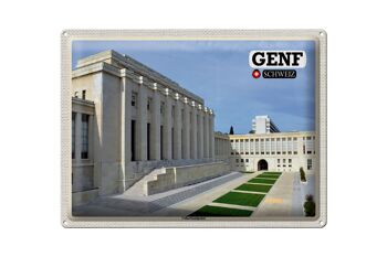 Plaque en tôle voyage Genève Suisse Palais de la Ligue des Nations 40x30cm 1