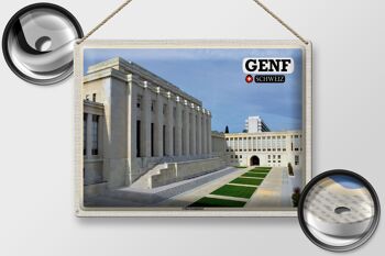 Plaque en tôle voyage Genève Suisse Palais de la Ligue des Nations 40x30cm 2