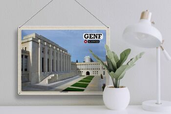 Plaque en tôle voyage Genève Suisse Palais de la Ligue des Nations 40x30cm 3