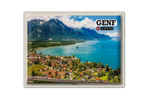 Blechschild Reise Genf Schweiz Genfersee Natur 40x30cm