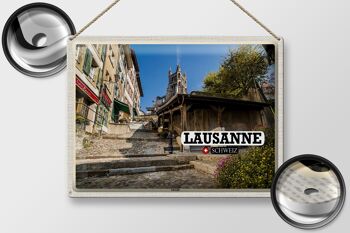 Plaque en étain voyage Lausanne Suisse architecture de la vieille ville 40x30cm 2