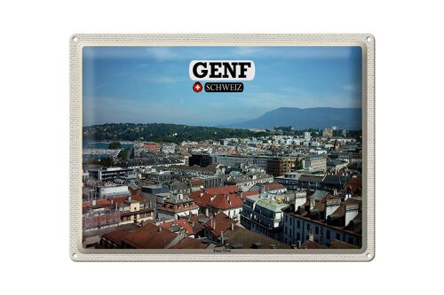 Blechschild Reise Schweiz Genf Eaux-Vives 40x30cm Geschenk