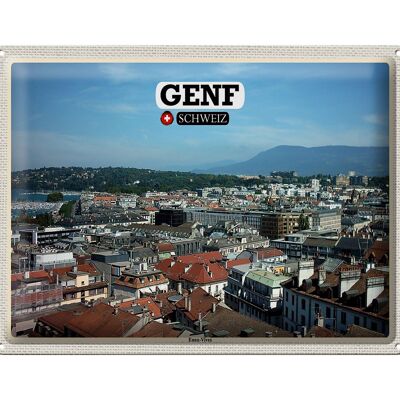 Plaque en étain voyage Suisse Genève Eaux-Vives 40x30cm Cadeau