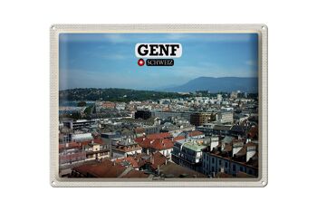 Plaque en étain voyage Suisse Genève Eaux-Vives 40x30cm Cadeau 1