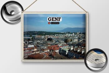 Plaque en étain voyage Suisse Genève Eaux-Vives 40x30cm Cadeau 2