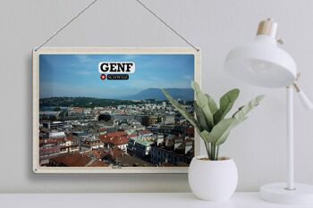 Plaque en étain voyage Suisse Genève Eaux-Vives 40x30cm Cadeau 3